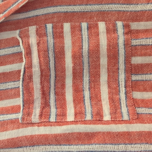 Lucky Brand XS Red and White Striped Button Down Shirt with Tie Back - Picture 4 of 10